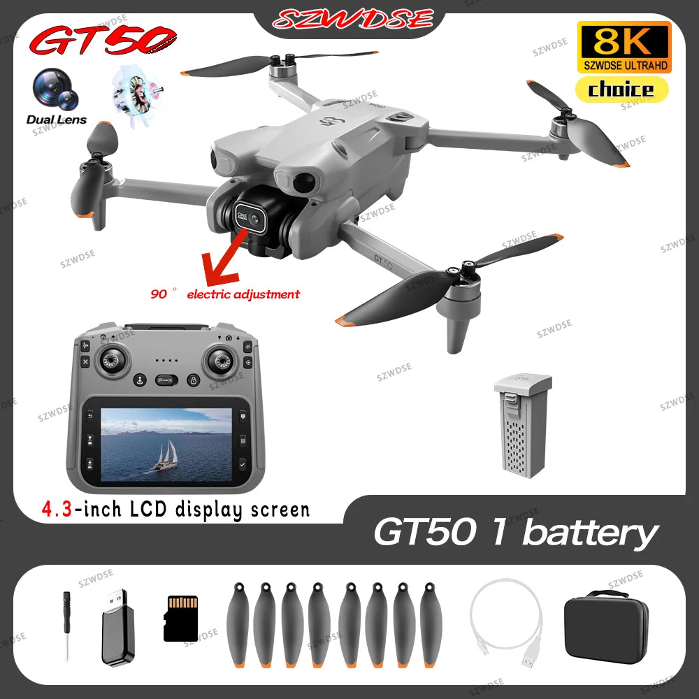 NEW GT50 PRO MIni 5 pro RC Drone 8K HD Dual Cameras WiFi GPS 20mins Flight Aerial Photography Quadcopter Remote Control UAV Toys