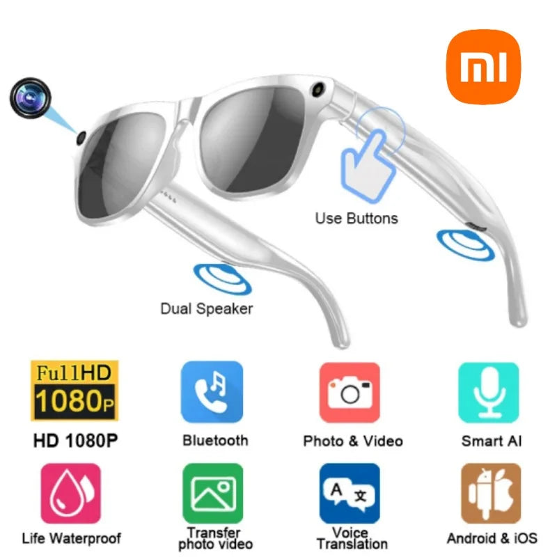 XIAOMI Smart Glasses AI Camera HD Wearable Mini Camera Bluetooth Voice Assistant Control Video Photo Recorder With Touch Botton