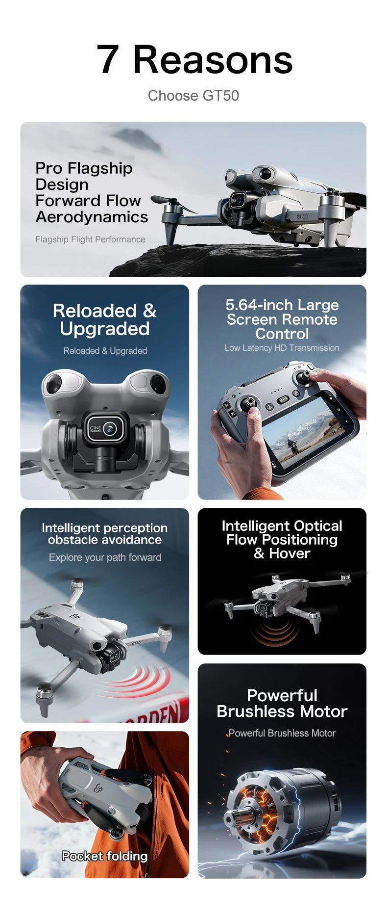 NEW GT50 PRO MIni 5 pro RC Drone 8K HD Dual Cameras WiFi GPS 20mins Flight Aerial Photography Quadcopter Remote Control UAV Toys